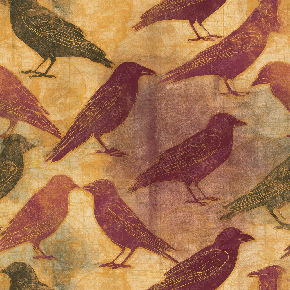 Etching Taxidermy Skull Rust Seamless Digital Paper Pack (DDD012889)