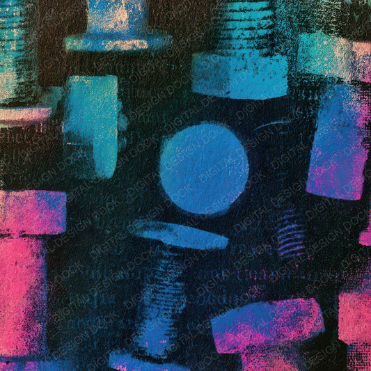 Photogram Rivets Skulls Teal Magenta Digital Paper Pack (DDD012896)