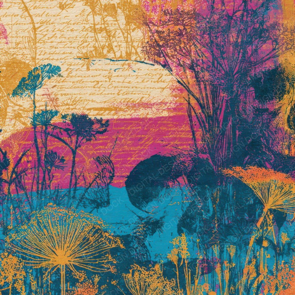 Drypoint Skulls Meadow Flowers Turquoise Digital Paper Pack (DDD012907)