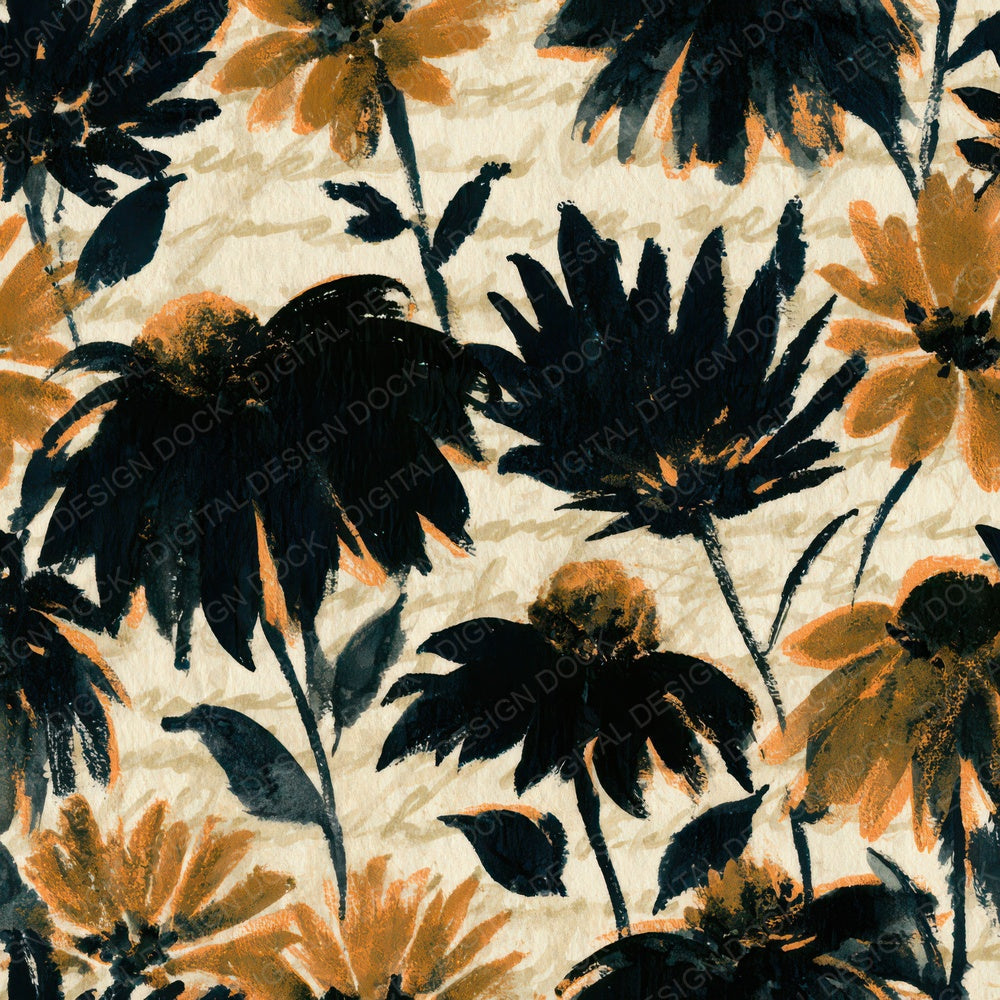 Sumi-e Americana Wildflowers Cream Digital Paper Pack (DDD012919)