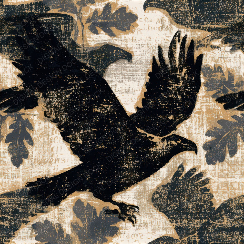 Woodcut Americana Eagle Oak Seamless Digital Paper Pack (DDD012924)