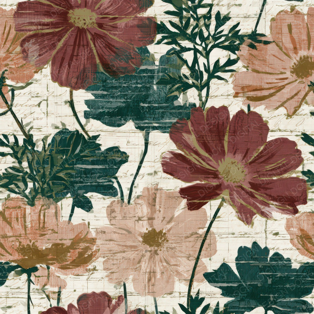 Indian Block Print Victorian Cosmos Cinnamon Digital Paper Pack (DDD012931)