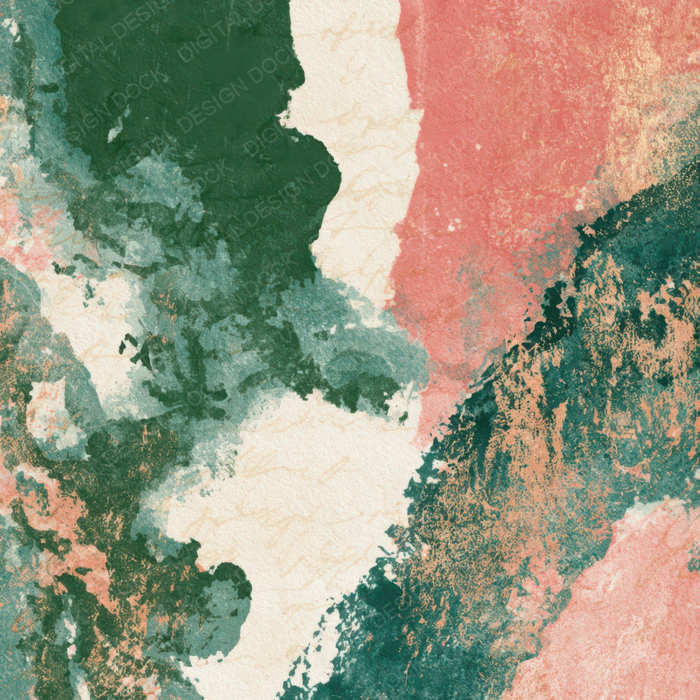 Monoprint Cuba Green Blush Abstract Digital Paper Pack (DDD012935)