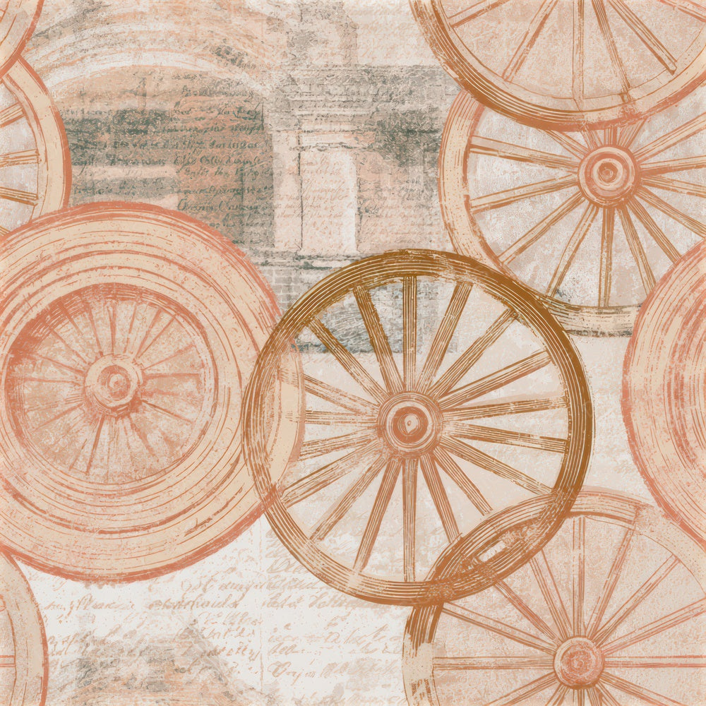 Naturalist Cuba Wagon Wheels Terracotta Seamless Digital Paper Pack (DDD012937)