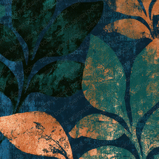 Risograph Cuba Midnight Green Copper Abstract Digital Paper Pack (DDD012938)
