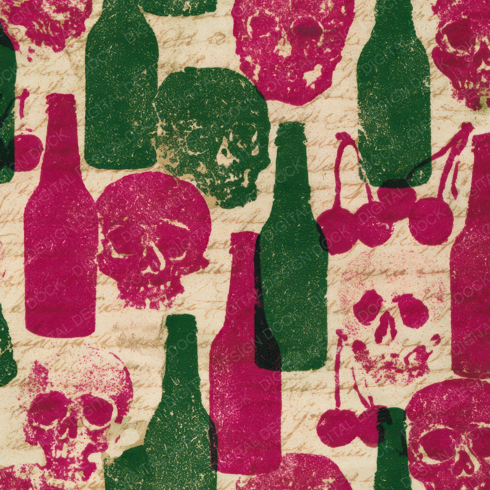Risograph Skulls Cherry Soda Magenta Digital Paper Pack (DDD012939)