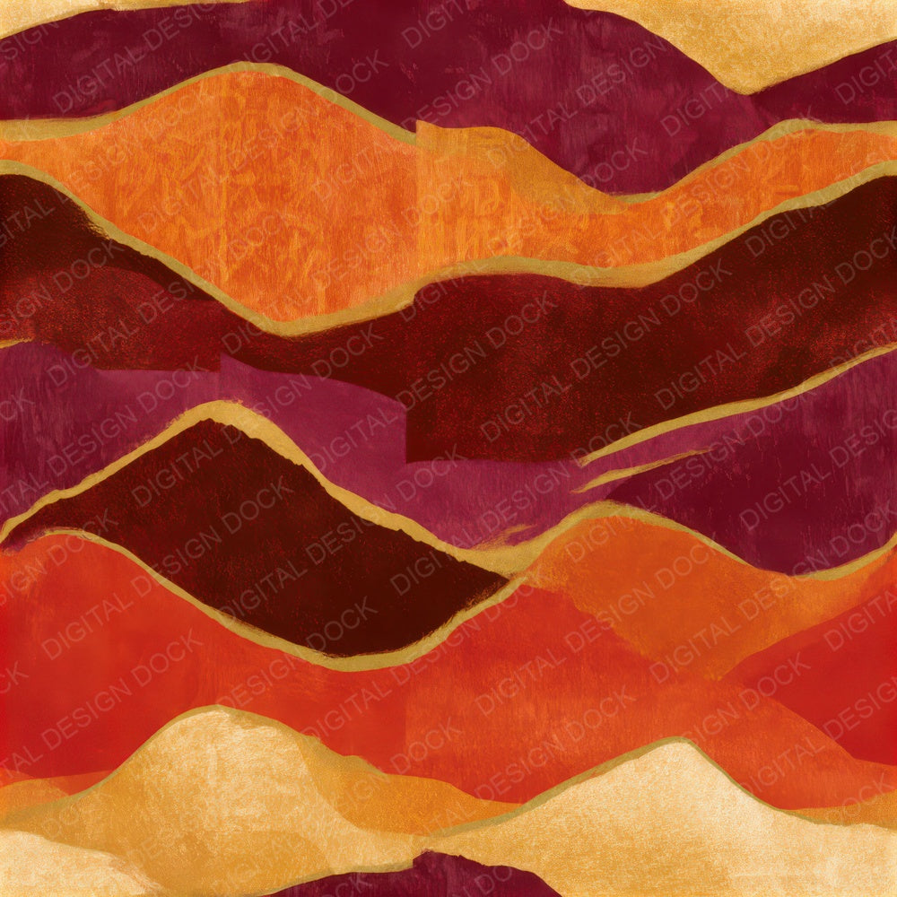 Woodblock Rolling Hills Pumpkin Seamless Digital Paper Pack (DDD012943)
