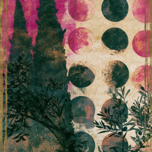 Lithograph Italian Moon Phases Magenta Digital Paper Pack (DDD012956)