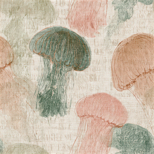 Drypoint Jellyfish Dewy Green Blush Seamless Digital Paper Pack (DDD012965)