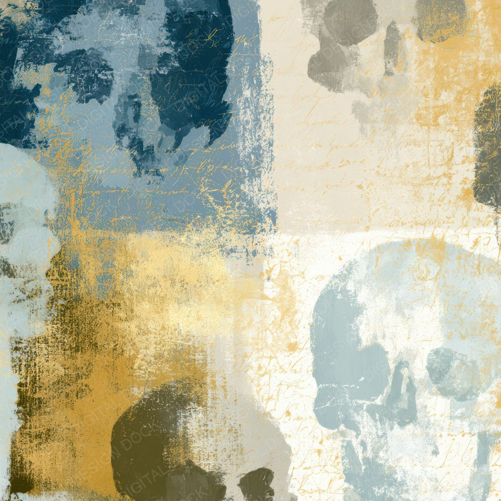 Gouache Skulls Sea Glass Bone Digital Paper Pack (DDD012969)