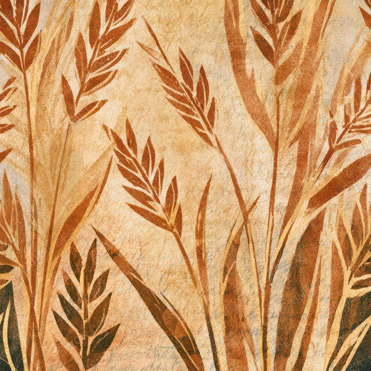 Linocut Wheat Sepia Beige Digital Paper Pack (DDD012973)