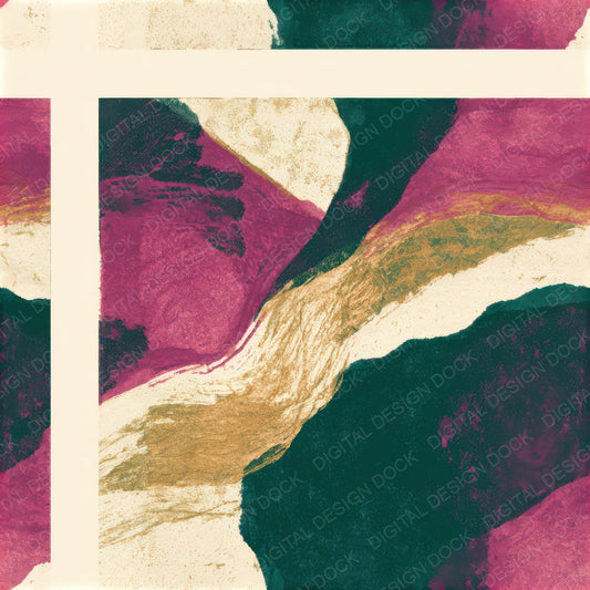 Screenprint Magenta Jungle Green Abstract Seamless Digital Paper Pack (DDD012976)
