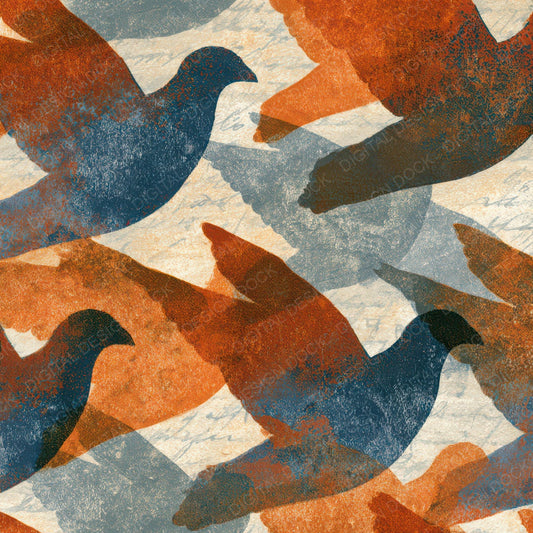 Woodblock Pigeon Copper Bone Digital Paper Pack (DDD012983)