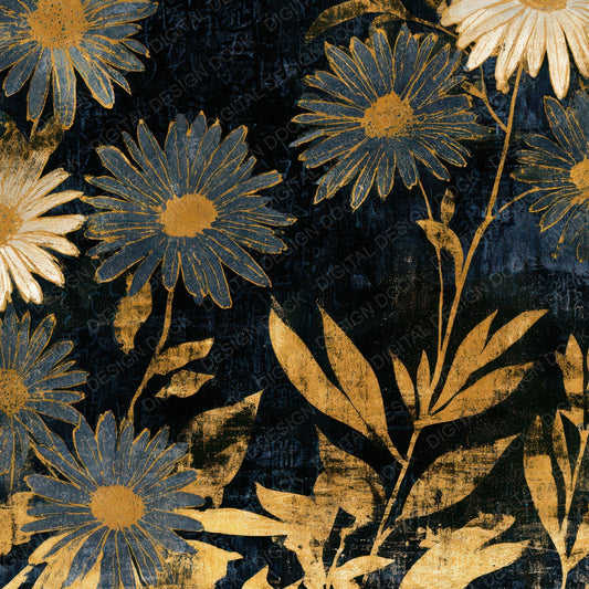 Monoprint Daisy Gold Black Digital Paper Pack (DDD012987)