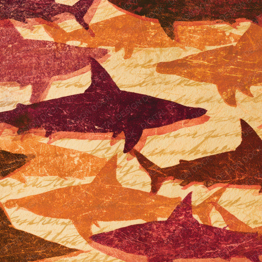 Monoprint Sharks Cinnamon Burgundy Digital Paper Pack (DDD012996)