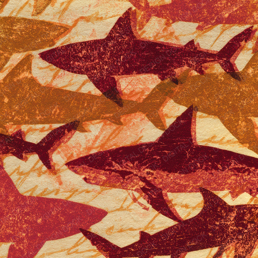 Monoprint Sharks Cinnamon Burgundy Digital Paper Pack (DDD012996)