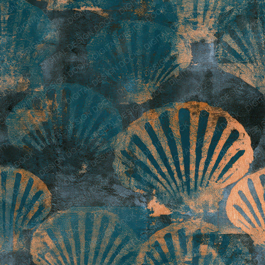 Monoprint Shells Teal Charcoal Digital Paper Pack (DDD012997)