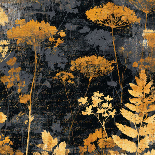Monoprint Wildflowers Charcoal Gold Digital Paper Pack (DDD012999)