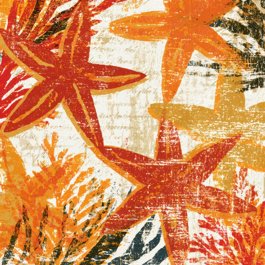 Woodcut Starfish Kelp Rust Digital Paper Pack (DDD013004)