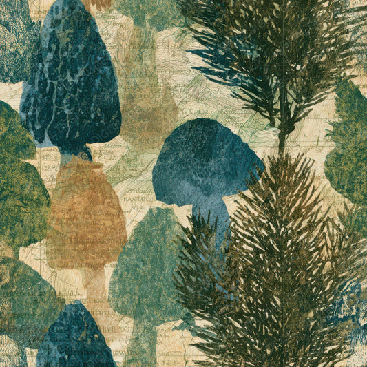 Antique Map Morels Pine Cream Digital Paper Pack (DDD013006)