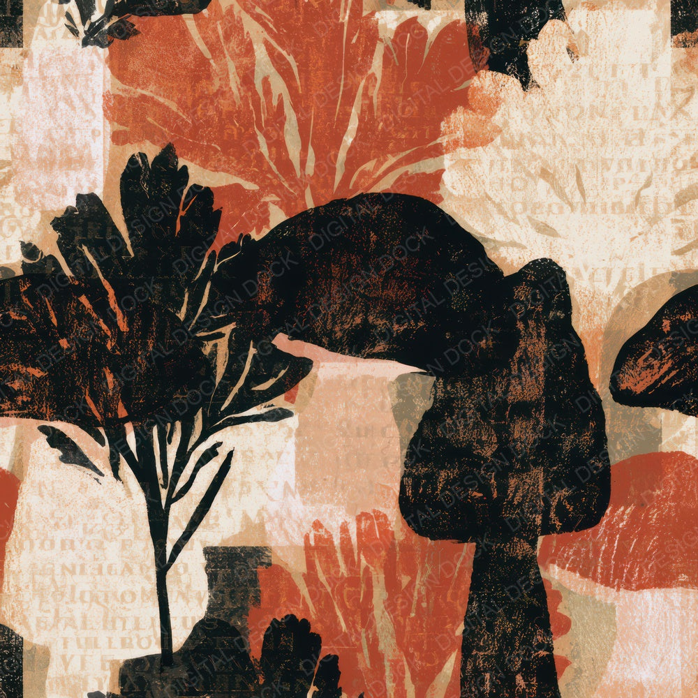 Lithograph Morels Ivory Oxblood Digital Paper Pack (DDD013014)