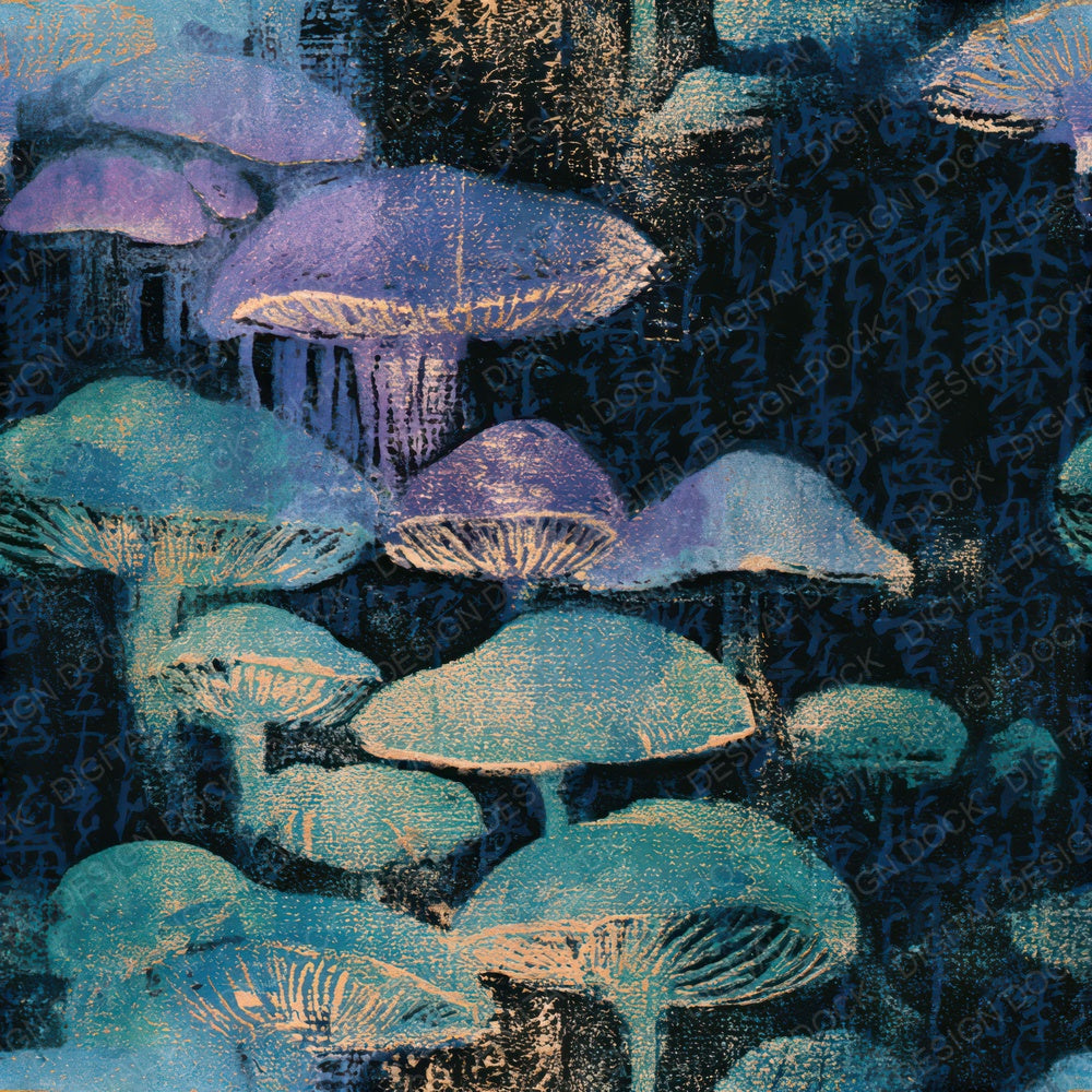 Monoprint Forest Fungi Aurora Lilac Seamless Digital Paper Pack (DDD013015)