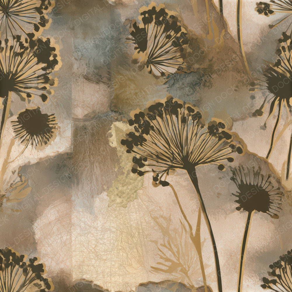 Papercut Puffballs Sepia Seamless Digital Paper Pack (DDD013017)