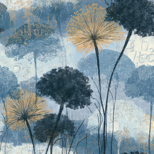 Pointillism Puffballs Icy Blue Charcoal Digital Paper Pack (DDD013020)