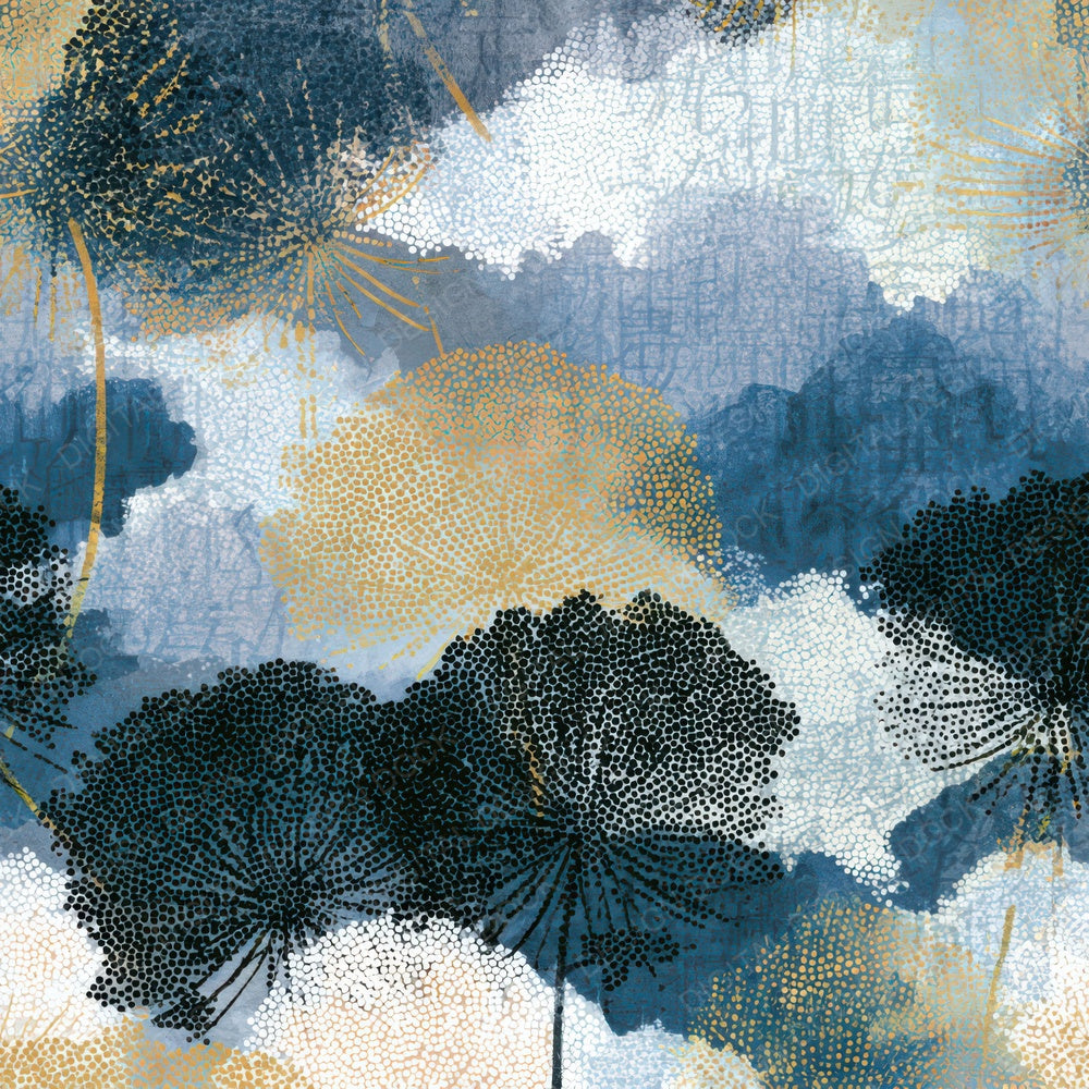 Pointillism Puffballs Icy Blue Charcoal Digital Paper Pack (DDD013020)