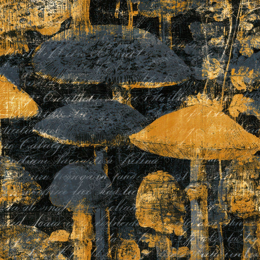 Scratchboard Fly Agaric Charcoal Gold Digital Paper Pack (DDD013021)