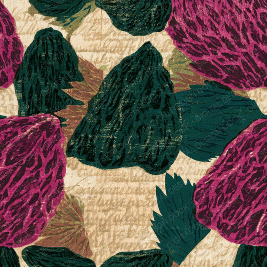 Ukiyo-e Morels Magenta Jungle Green Digital Paper Pack (DDD013023)