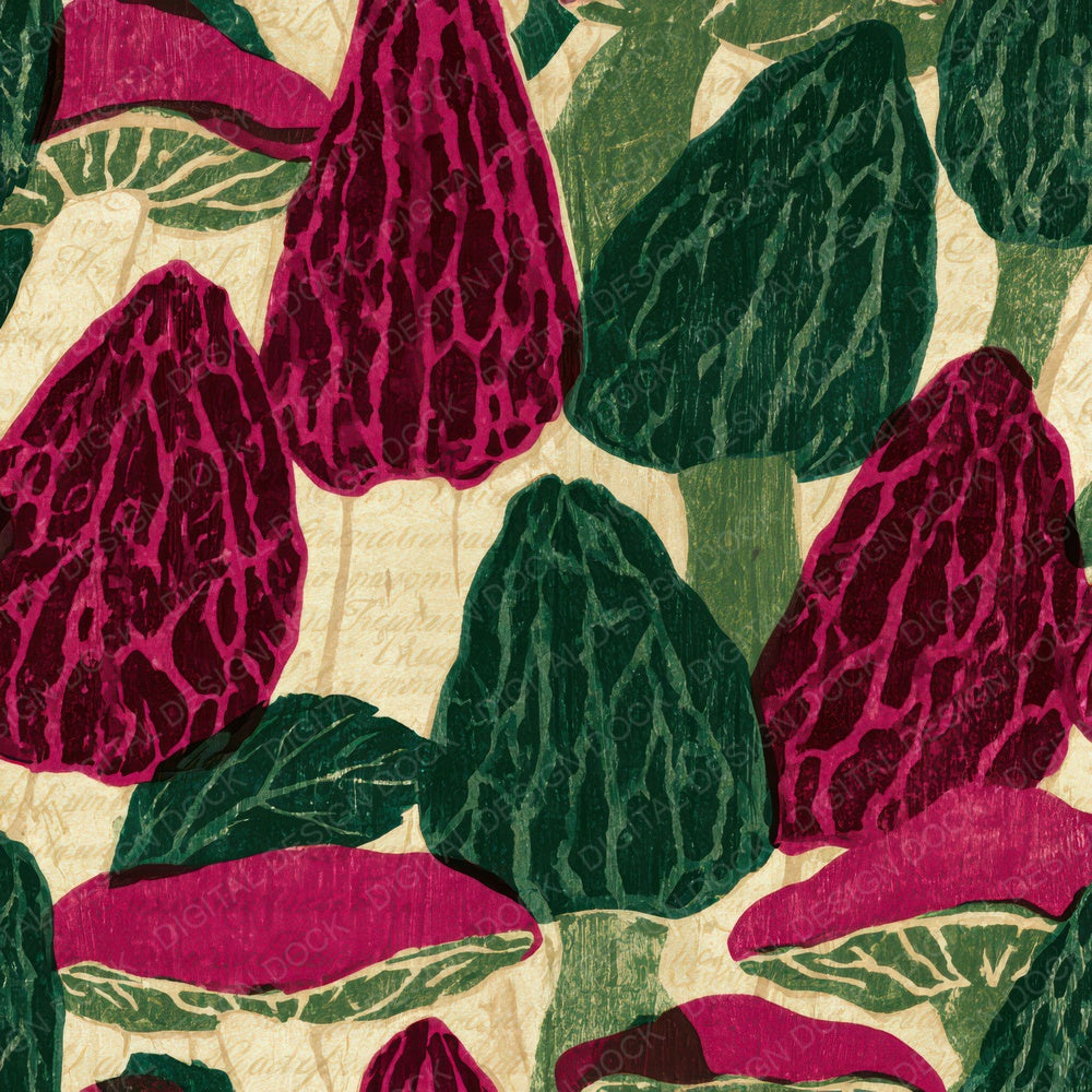 Ukiyo-e Morels Magenta Jungle Green Digital Paper Pack (DDD013023)