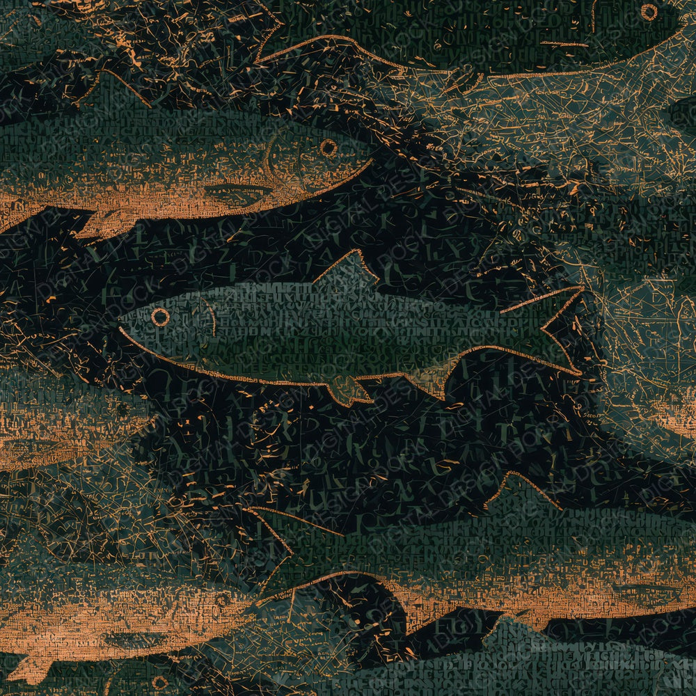 ASCII Herring Shoal Bronze Forest Digital Paper Pack (DDD013025)
