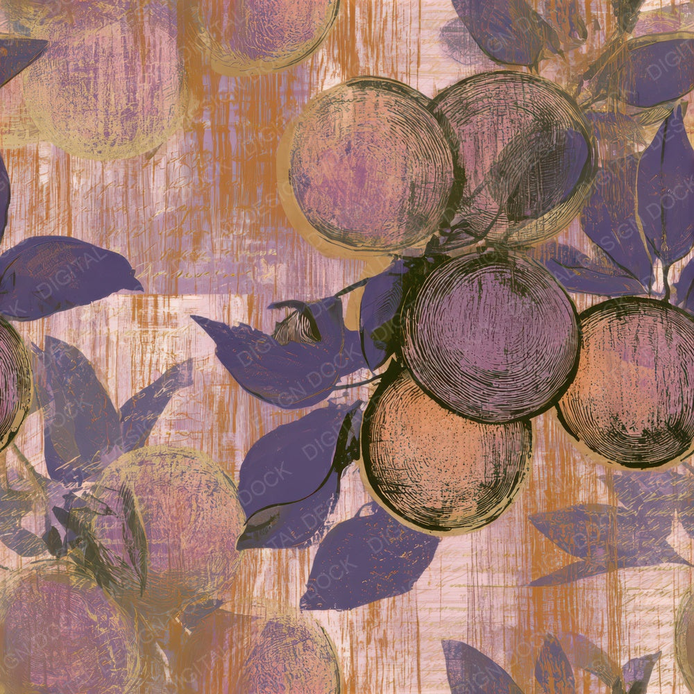 Pyrography Oranges Lilac Mauve Seamless Digital Paper Pack (DDD013038)
