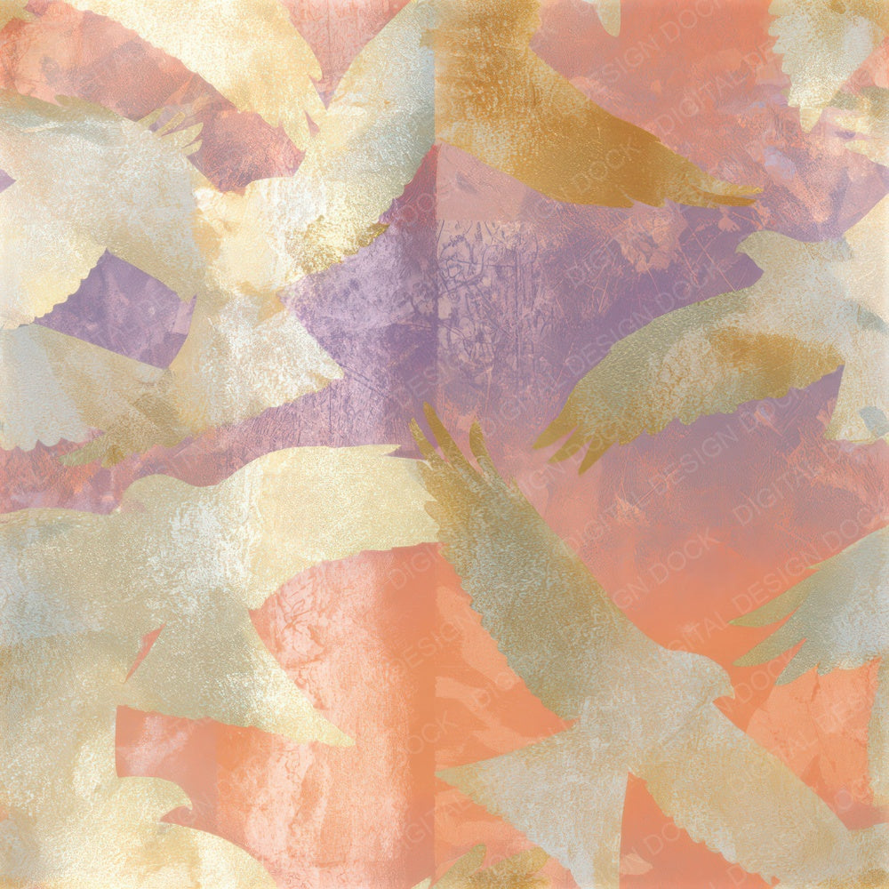 Photogram Falcons Tangerine Lavender Seamless Digital Paper Pack (DDD013059)