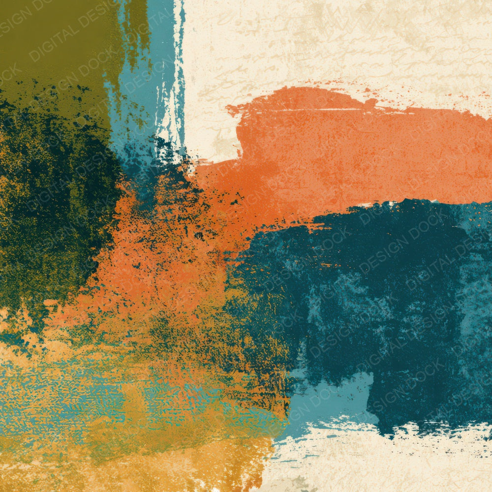 Sparse Modern Olive Peach Turquoise Abstract Digital Paper Pack (DDD013062)
