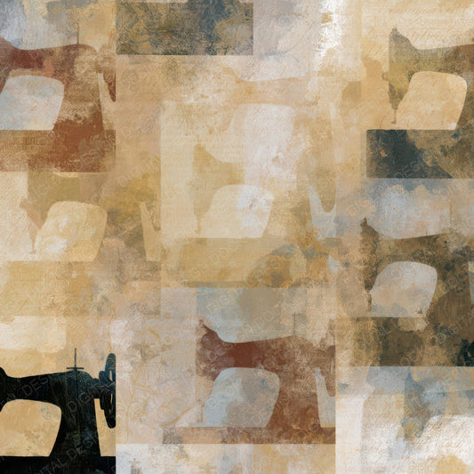 Layered Sewing Machine Sepia Silver Digital Paper Pack (DDD013075)