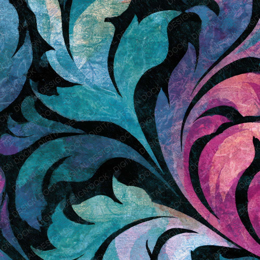 Rococo Teal Magenta Abstract Digital Paper Pack (DDD013081)