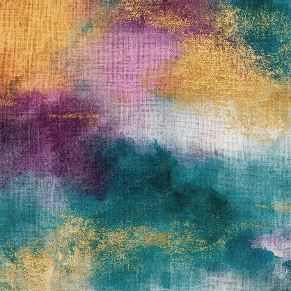 Watercolour Ochre Plum Teal Abstract Digital Paper Pack (DDD013098)