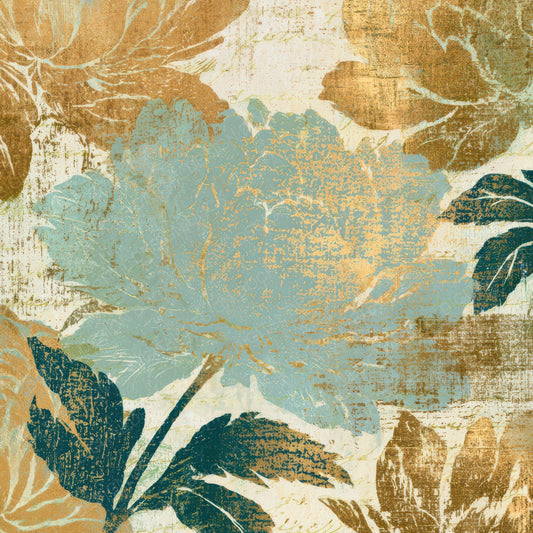 Woodcut Peonies Mint Gold Digital Paper Pack (DDD013102)