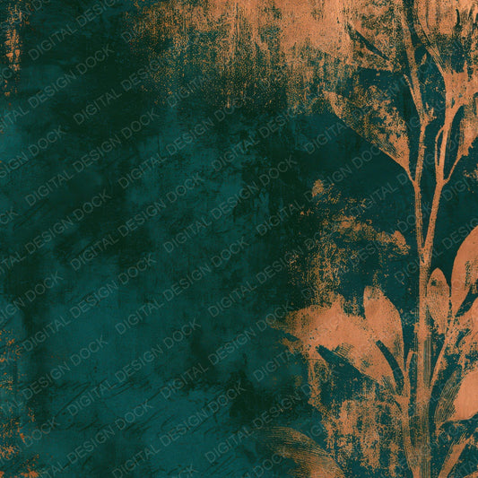 Antique Botanical Jade Copper Tonal Digital Paper Pack (DDD013105)