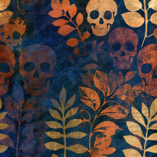 Blueprint Sugar Skulls Copper Rust Digital Paper Pack (DDD013106)