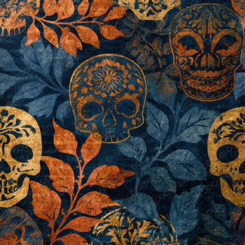 Blueprint Sugar Skulls Copper Rust Digital Paper Pack (DDD013106)