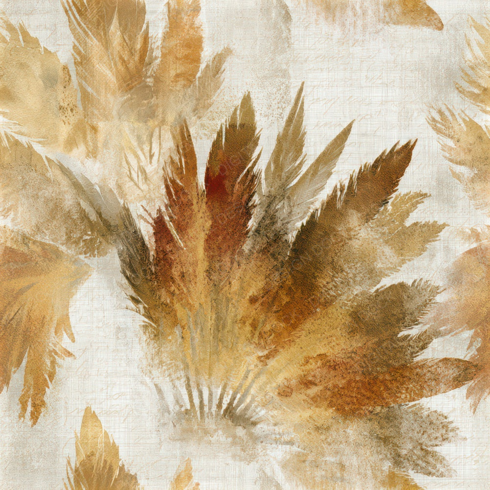 Watercolour Feathered Headdresses Wheat Gold Seamless Digital Paper Pack (DDD013122)