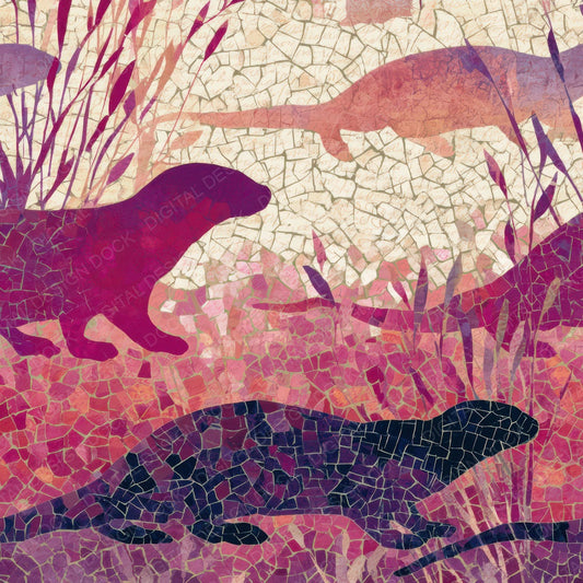 Mosaic Otter Reeds Plum Digital Paper Pack (DDD013133)