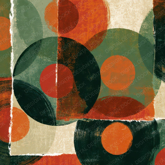 Torn Paper Vinyl Records Avocado Burnt Orange Digital Paper Pack (DDD013135)