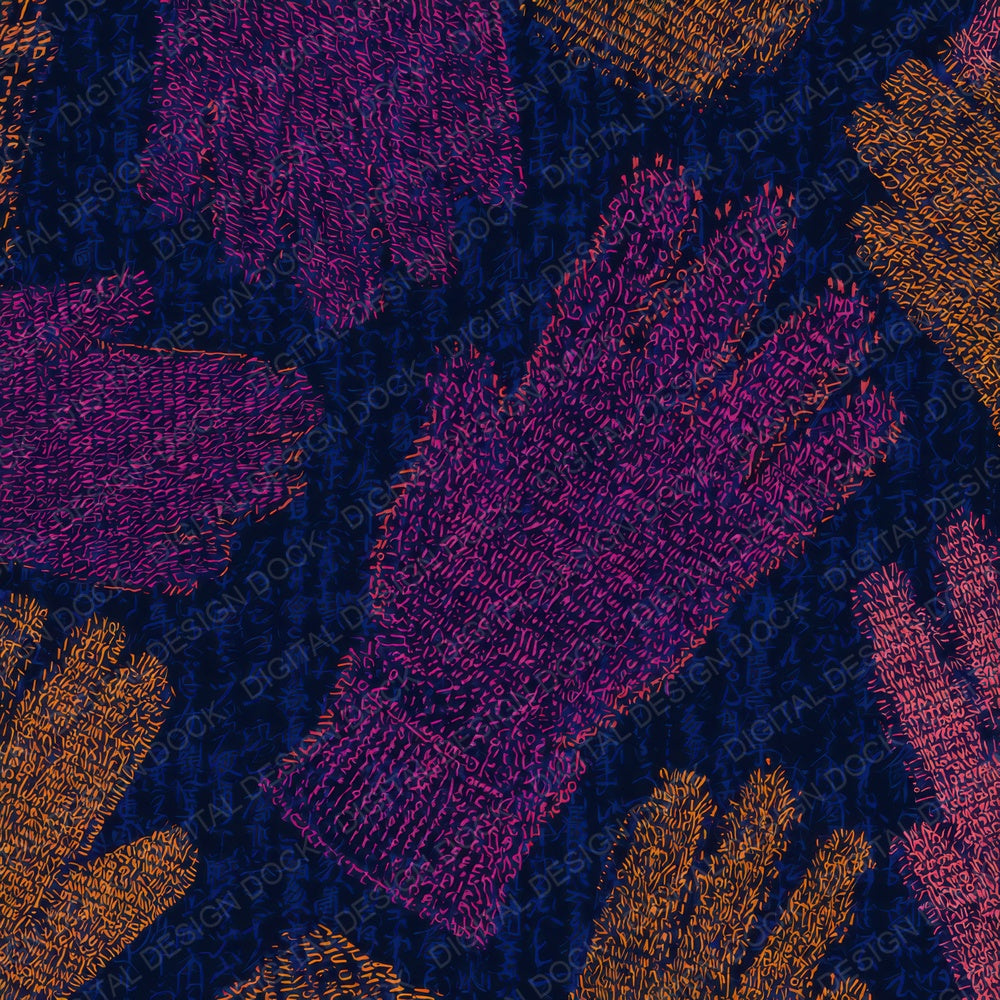 ASCII Gloves Hot Pink Yellow Navy Digital Paper Pack (DDD013147)