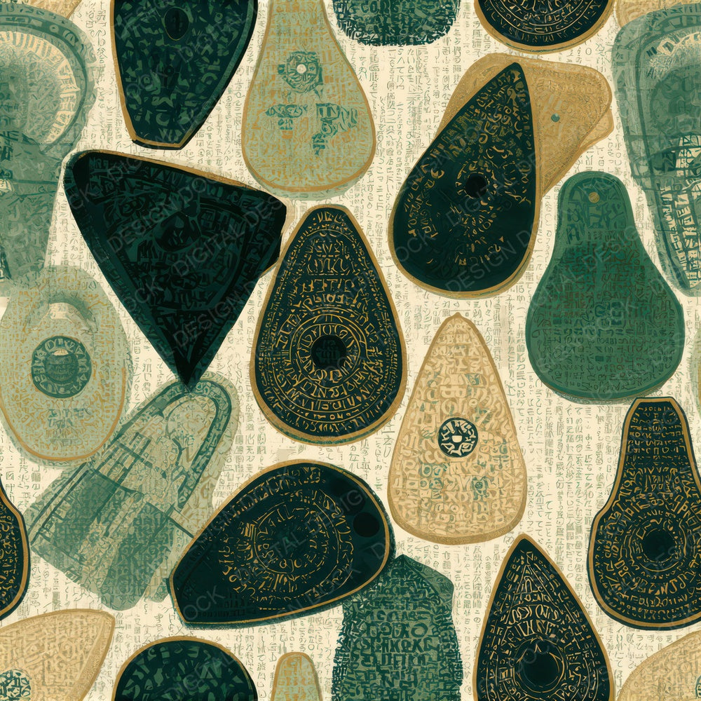 ASCII Ouija Planchette Green Butter Seamless Digital Paper Pack (DDD013149)