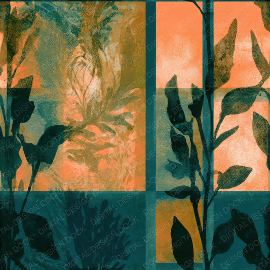 Bauhaus Kelp Forest Papaya Jade Seamless Digital Paper Pack (DDD013156)