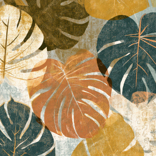 Letterpress Monstera Oolong Cream Digital Paper Pack (DDD013159)